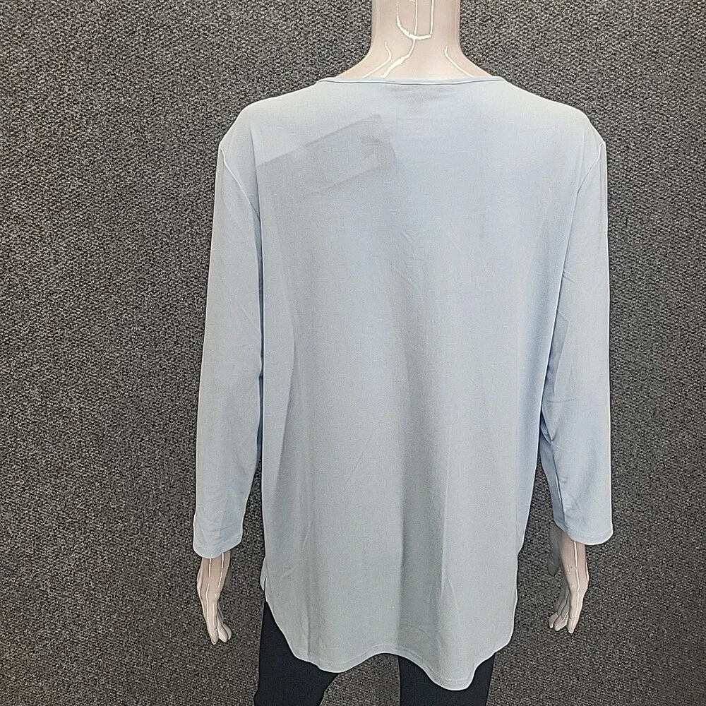 Banana Republic Womens Trendy Dressy Blouse Top Large Size Blue 3/4 Sleeves Top